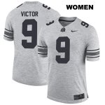 Women's NCAA Ohio State Buckeyes Binjimen Victor #9 College Stitched Authentic Nike Gray Football Jersey IO20J45OU